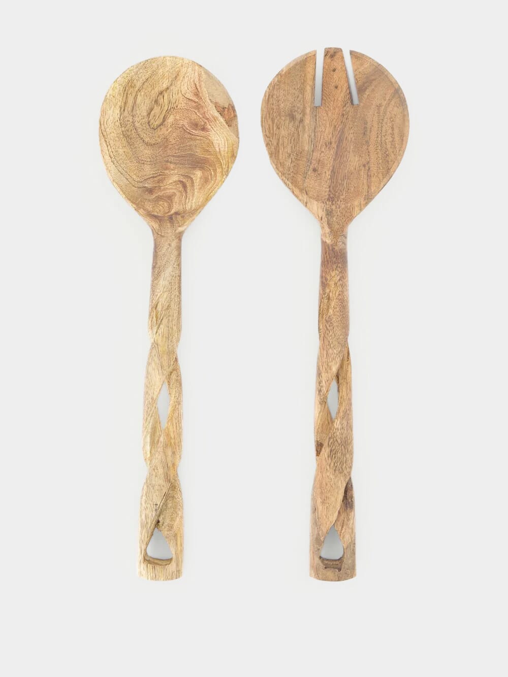 Wooden Salad Set with Twisted Handles