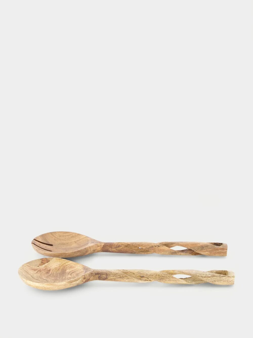 Wooden Salad Set with Twisted Handles