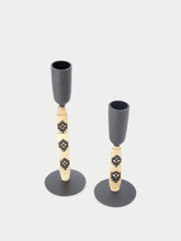 Madam Stoltz Set of Two Black Iron Candle Holders