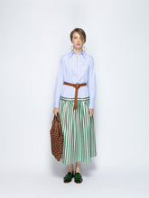 Paula Rosalia Multi Stripes Printed A-Line Poplin Silk Twill Dress