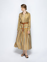 Paula Rosalia Sun Stripes Printed A-Line Silk Twill Dress
