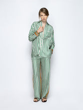 Paula Marie Green Stripes Silk Twill Shirt
