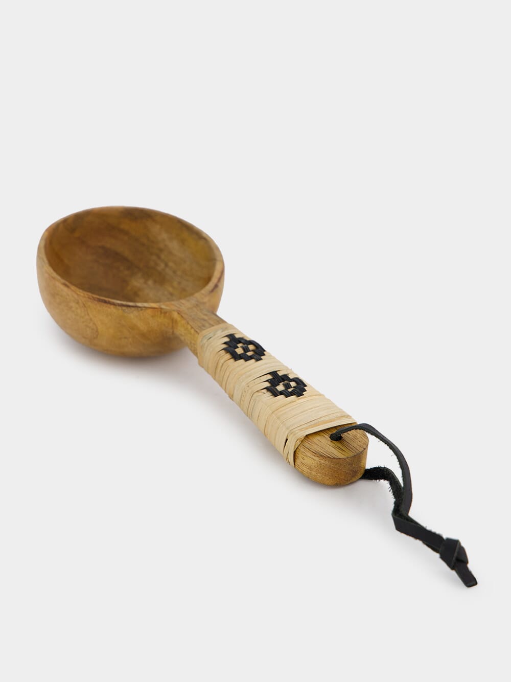 Wooden Serving Spoon With Rattan