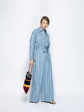 Paula Elisa Denim Stripes Wide-Leg Pants