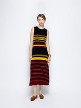 Paula Rian Multi Stripes Knitted Striped Dress with Back Opening