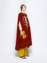 Paula Saphire Orange Hand-Embroidered Knitted Cape