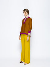 Paula Diane Caramel Café Silk V-Neck Long-Sleeve Top