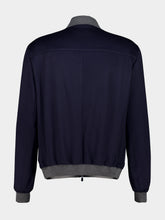 Brunello Cucinelli Dark Blue Cashmere Flannel Bomber Jacket