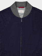 Brunello Cucinelli Dark Blue Cashmere Flannel Bomber Jacket
