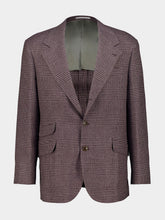 Brunello Cucinelli Plum Checked Wool and Cashmere Blazer