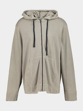 James Perse Fog Pigment Zip-Up Hooded Sweatshirt