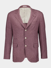 Brunello Cucinelli Houndstooth Purple Flecked Silk Blazer