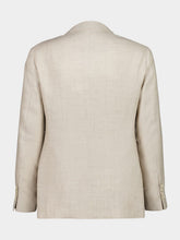 Brunello Cucinelli Beige Silk Linen and Wool Hopsack Deconstructed Cavallo Blazer