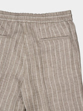 Brunello Cucinelli Brown Chalk Stripe Linen Drawstring Trousers