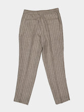 Brunello Cucinelli Brown Chalk Stripe Linen Drawstring Trousers