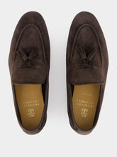 Brunello Cucinelli Mud Brown Suede Tassel Loafers