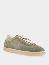 Brunello Cucinelli Olive Green Suede Low-Top Sneakers