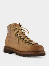 Brunello Cucinelli Camel Grained Leather Mountain Boots