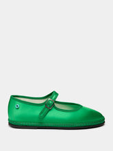 Piedaterre Green Mary Jane Satin Flats