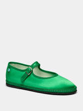 Piedaterre Green Mary Jane Satin Flats