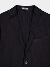 Boglioli Navy Blue Linen Notch-Lapel Jacket