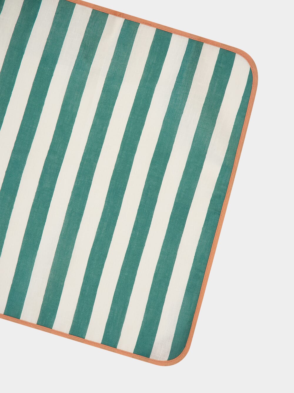 Set of 2 Green Striped Italian Linen Napkins