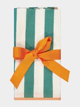 La DoubleJ Set of 2 Green Striped Italian Linen Napkins