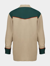 Paula Narcisa Timberwolf Embroidered Cowboy Shirt with Suede Piping