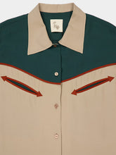 Paula Narcisa Timberwolf Embroidered Cowboy Shirt with Suede Piping