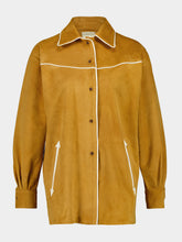 Paula Narcisa Golden Brown Suede Embroidered Cowboy Shirt