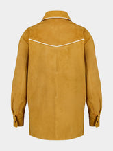 Paula Narcisa Golden Brown Suede Embroidered Cowboy Shirt