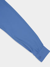 Paula Narcissus Dutch Blue Wrap Top with Collar Tie