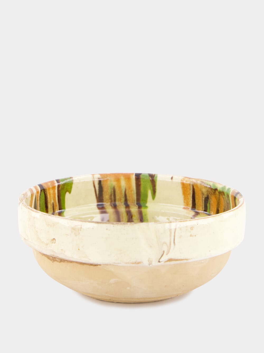 Hand-Painted Earthenware Off-White Bowl