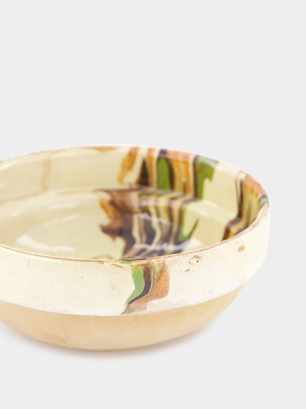 Hand-Painted Earthenware Off-White Bowl