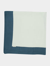 Borgo Delle Tovaglie Bauhaus Linen Large Tablecloth in Ice and Deep Blue