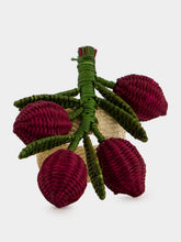 Coro Cora Burgundy and Green Toquilla Palm Olive Branch Napkin Ring