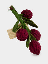 Coro Cora Burgundy and Green Toquilla Palm Olive Branch Napkin Ring