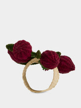 Coro Cora Burgundy and Green Toquilla Palm Olive Branch Napkin Ring