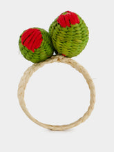 Coro Cora Green and Red Toquilla Palm Olives Napkin Ring