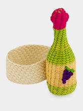 Coro Cora Apple Green and Pink Toquilla Palm Wine Napkin Ring