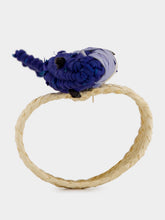Coro Cora Sky Blue and Navy Toquilla Palm Sardine Napkin Ring