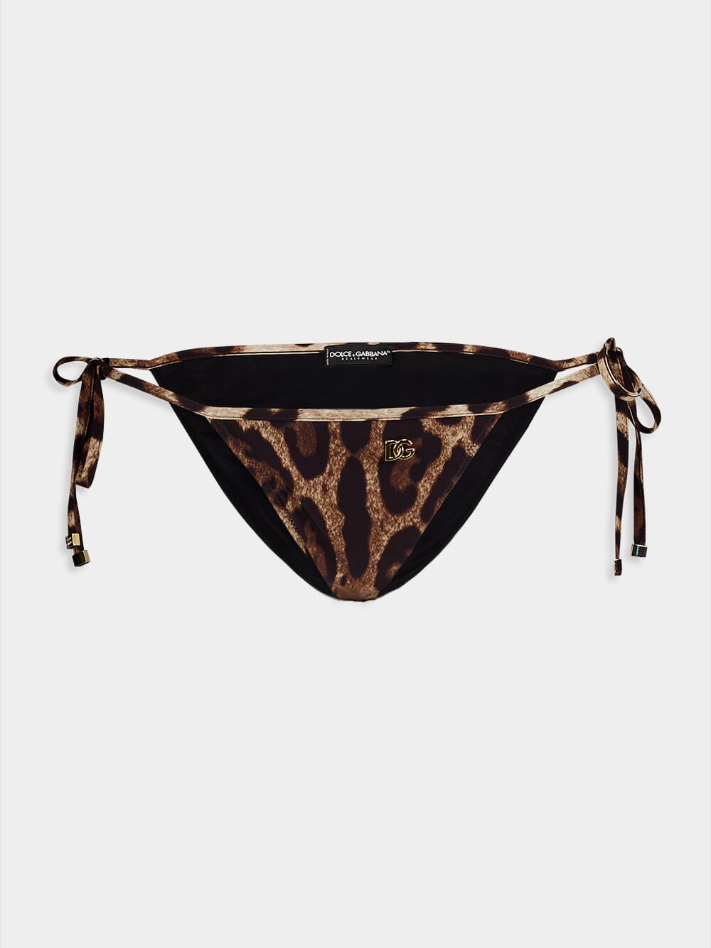 Leopard-Print String Bikini Bottoms