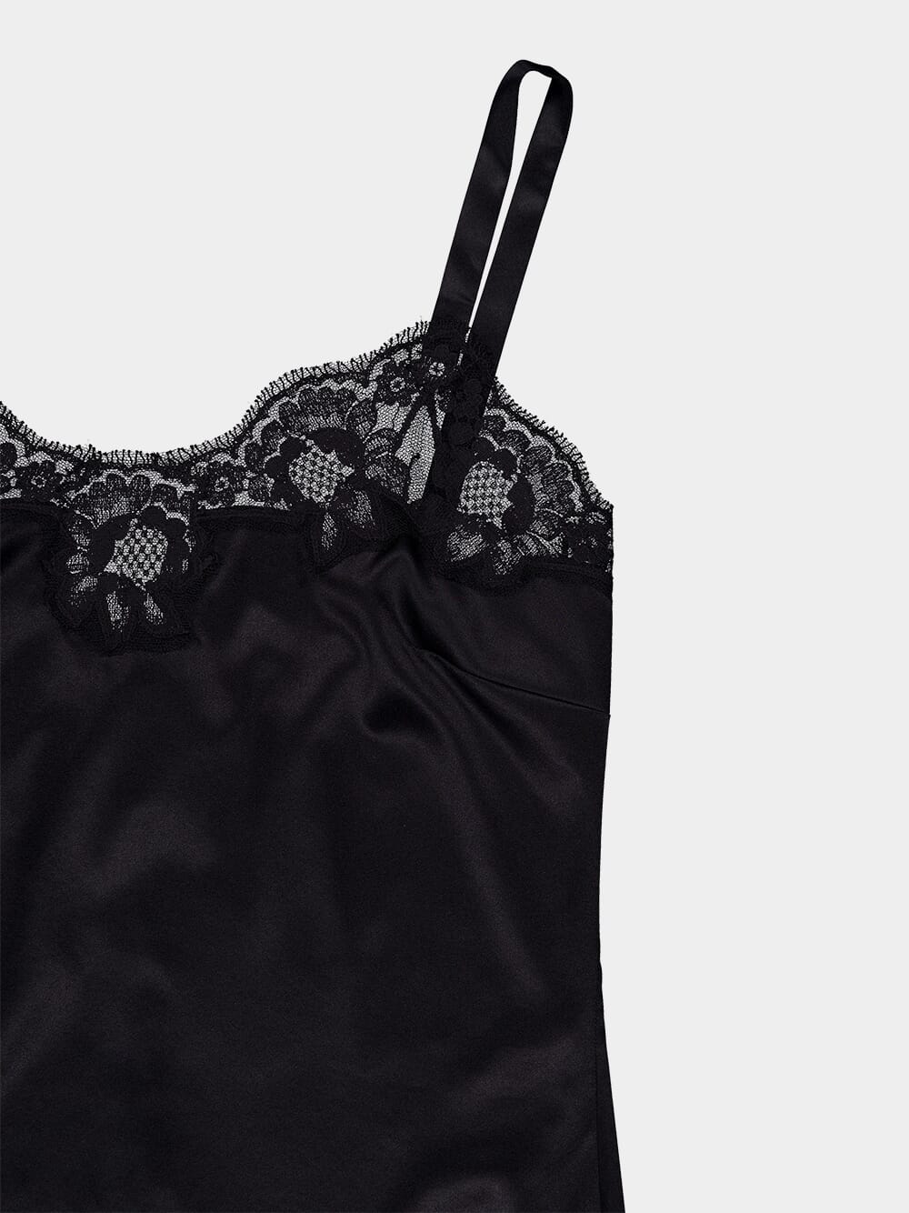 Black Lace-Trim Silk Top