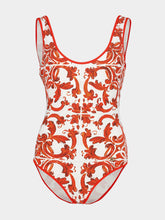 Dolce & Gabbana Orange Majolica Print One-Piece Swimsuit