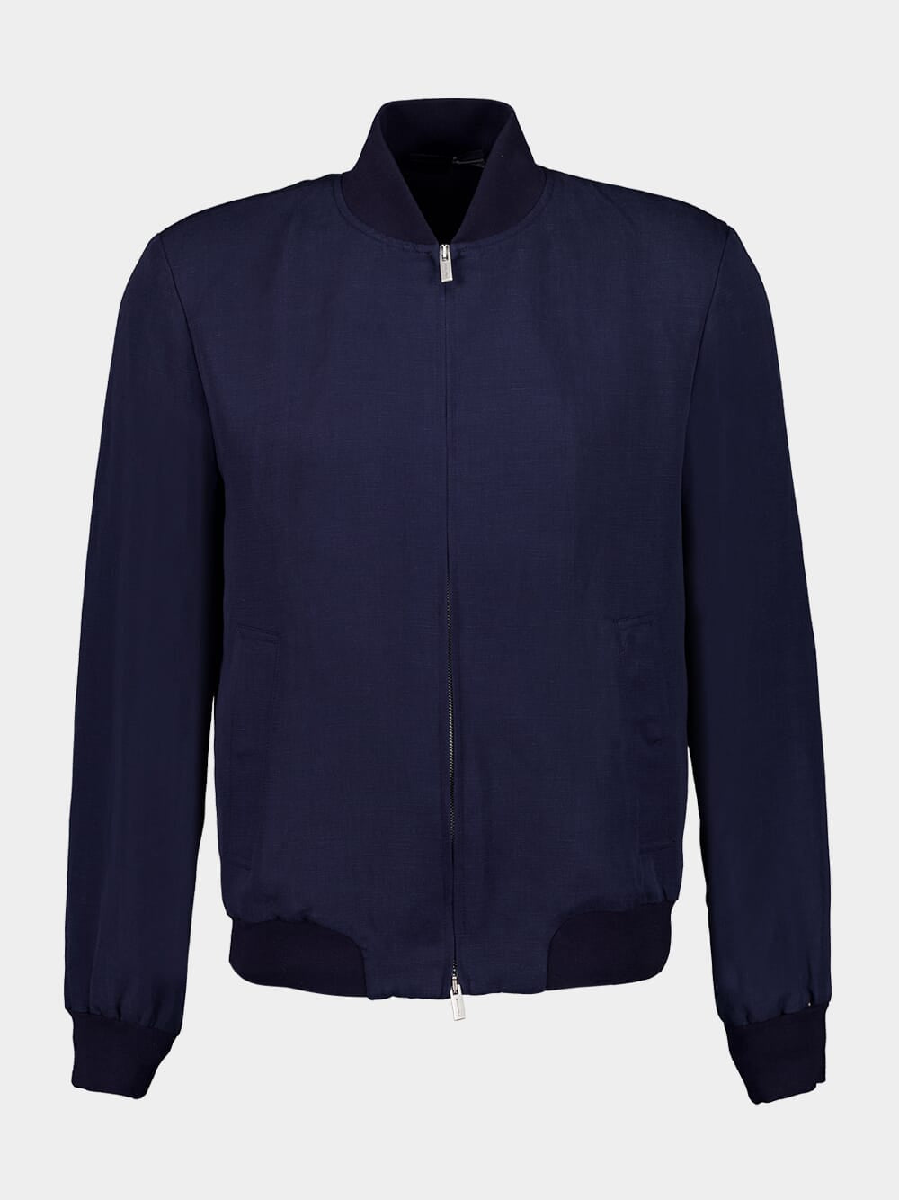 Navy Blue Lyocell Bomber Jacket