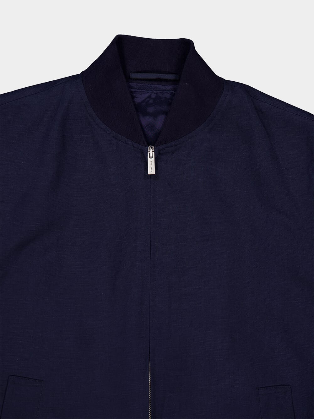 Navy Blue Lyocell Bomber Jacket