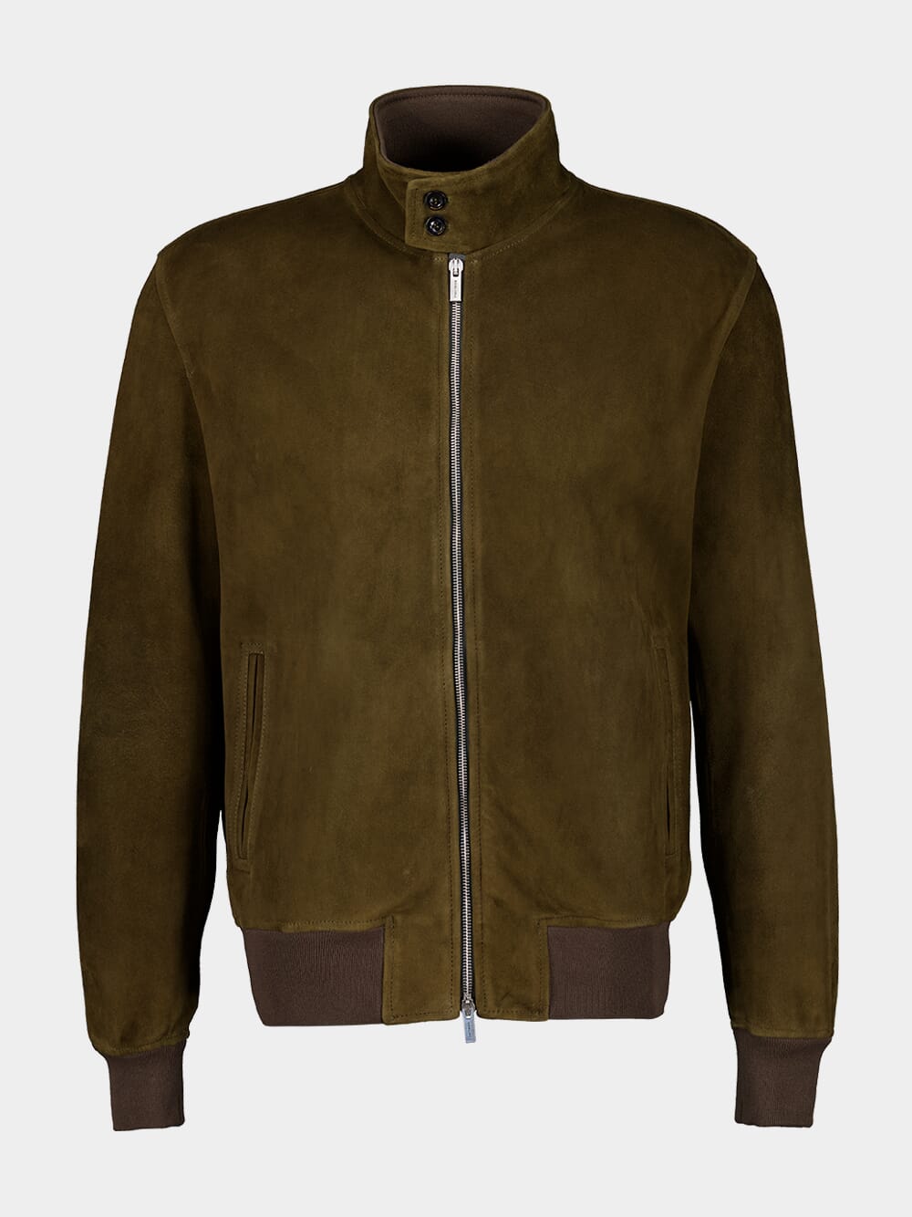 Brown Suede Leather Bomber Jacket