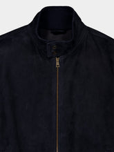 Boglioli Navy Suede Leather Bomber Jacket