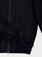Boglioli Navy Suede Leather Bomber Jacket