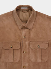 Boglioli Brown Leather Button-Up Overshirt Jacket